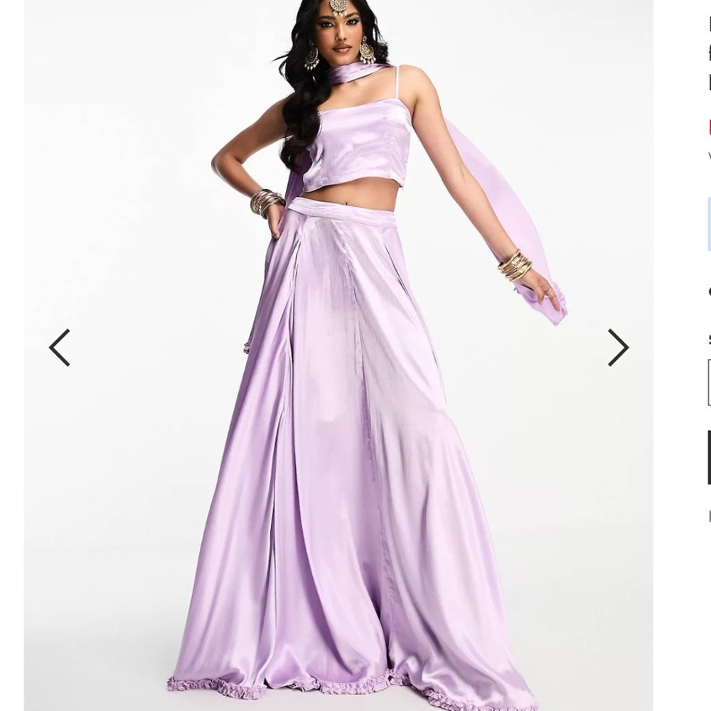 Kanya London Lehenga full flare frill skirt set & scarf